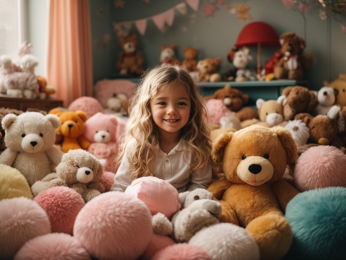 PhotoReal_A_room_with_lots_of_stuffed_animals_with_a_happy_lit_1